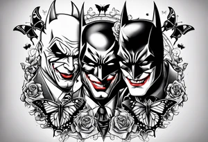 Batman and joker tattoo with butterflies tattoo idea