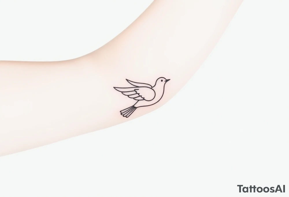 A minimalistic outline of a collared dove, with geometric lines forming its shape in muted gray and white, offering a clean and modern look tattoo idea