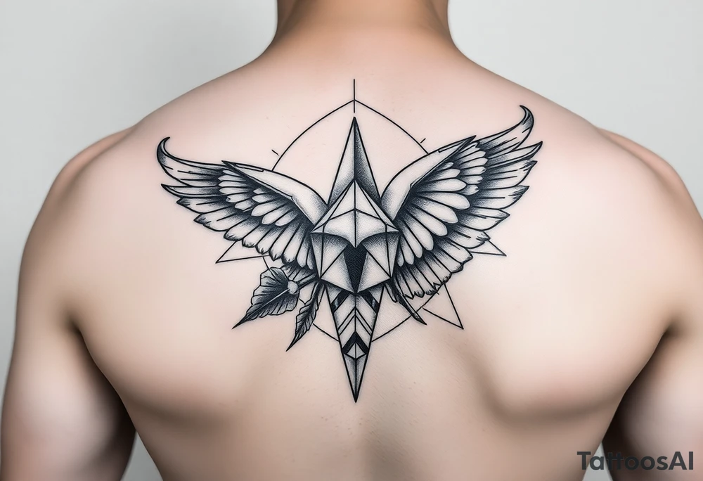 Kombinace býka štíra a panny v geometrickém stylu, žebra pod levým prsem, jednoduché, mužské tattoo idea