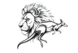 Powerful Czech lion with Aussie kangaroo tattoo idea