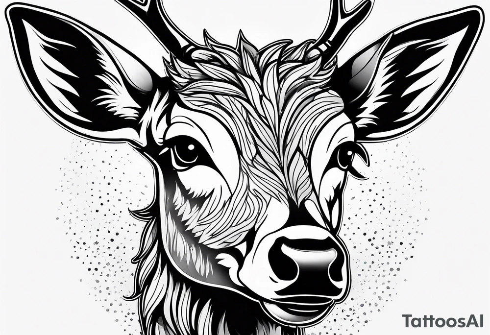 sad crying fawn simple tattoo idea