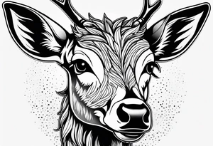 sad crying fawn simple tattoo idea