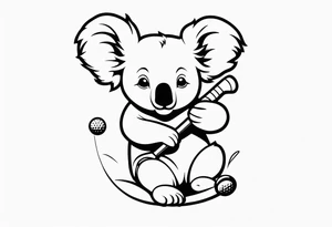 Koala swinging a golf club tattoo idea