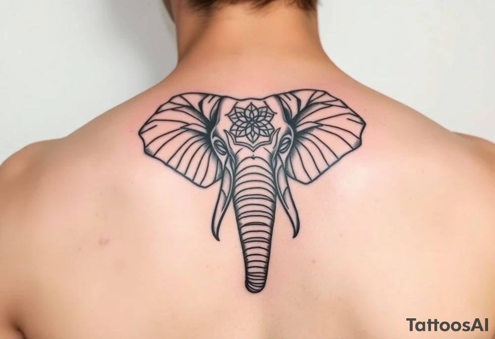 powerful majestic elephant head mandala upturned trunk tattoo idea