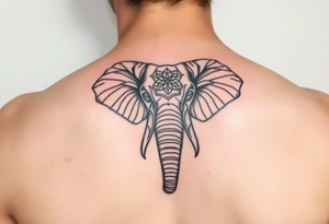 powerful majestic elephant head mandala upturned trunk tattoo idea