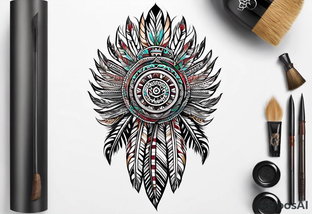 Aztec turkey feather tattoo idea