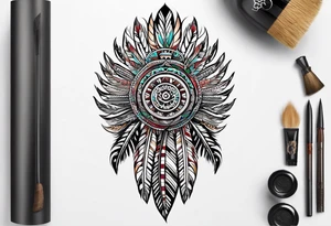 Aztec turkey feather tattoo idea