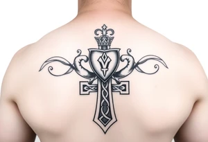 claddagh overlaid on a celtic cross tattoo idea