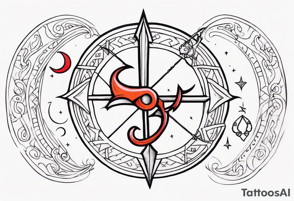 Sagittarius and cancer zodiac sign half sleeve tattoo idea