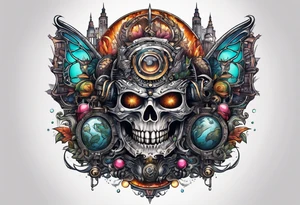 Planet,city,monsters. tattoo idea