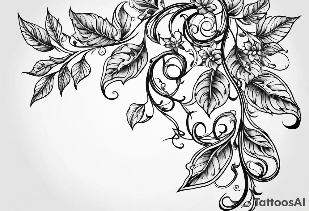 thin vines with leaves tattoo idea