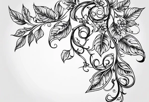thin vines with leaves tattoo idea