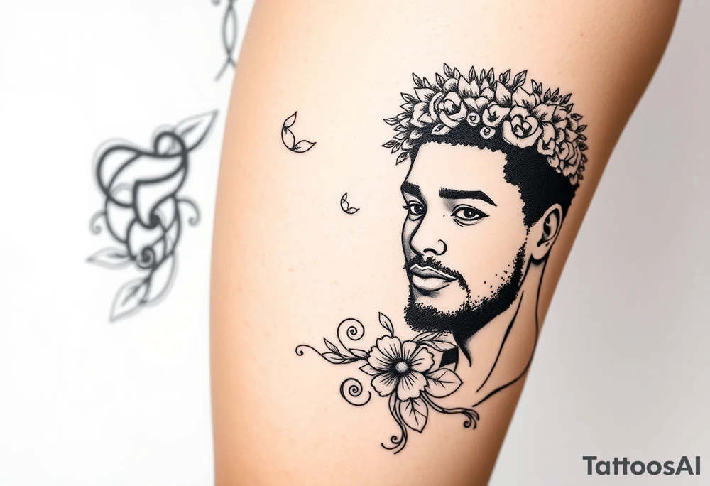 curly haired woman and Afro American man tattoo idea