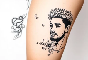 curly haired woman and Afro American man tattoo idea