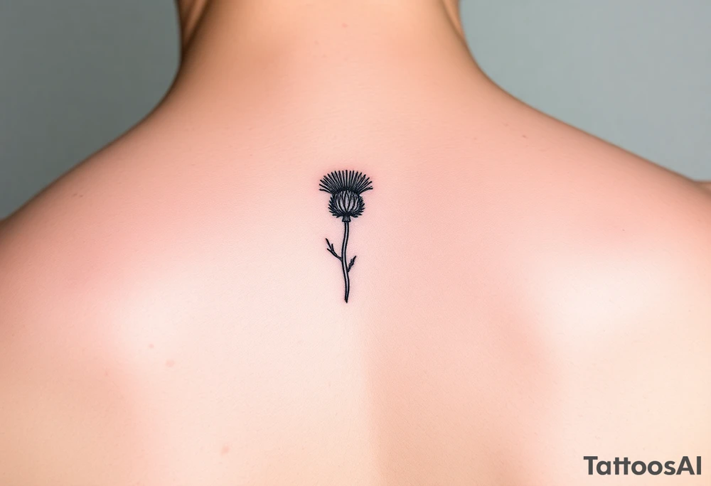 Scottish thistle fine lines delicate tattoo idea