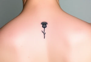 Scottish thistle fine lines delicate tattoo idea