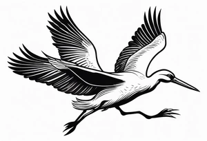 Majestic flying stork carrying a baby tattoo idea