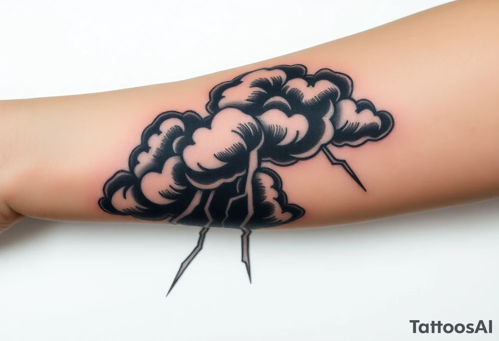 Black dark storm clouds with lightning bolts tattoo idea