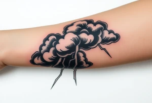 Black dark storm clouds with lightning bolts tattoo idea