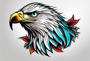 Neo Traditional tattoo style, eagle, white background, --no skin tattoo idea