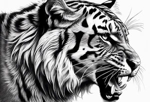big cat growling, no mane tattoo idea