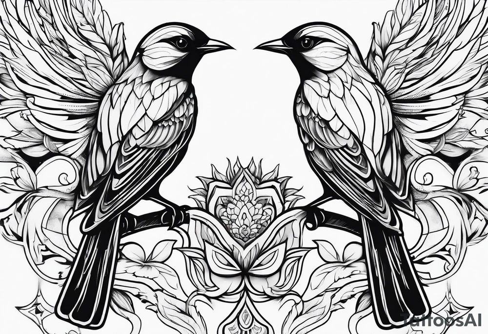 outline of two birds tattoo idea