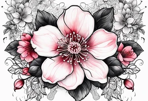 Sakura flowers with lace sternum tattoo idea