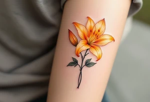 Orange and yellow glowing lilies tattoo idea