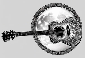 Guitar design moon tattoo idea