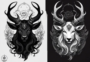 Illustrate a halo gradually fading into devilish horns, portraying the transformation from purity to darkness or the struggle between good intentions and wicked temptations. tattoo idea