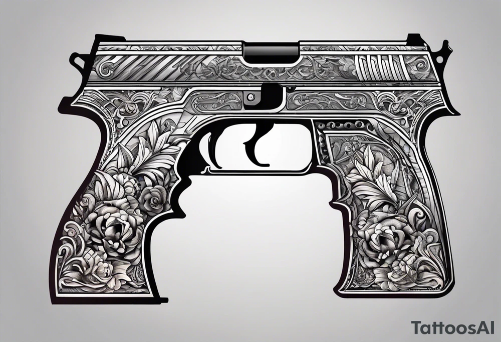 The letters AR with pistols on each side tattoo idea