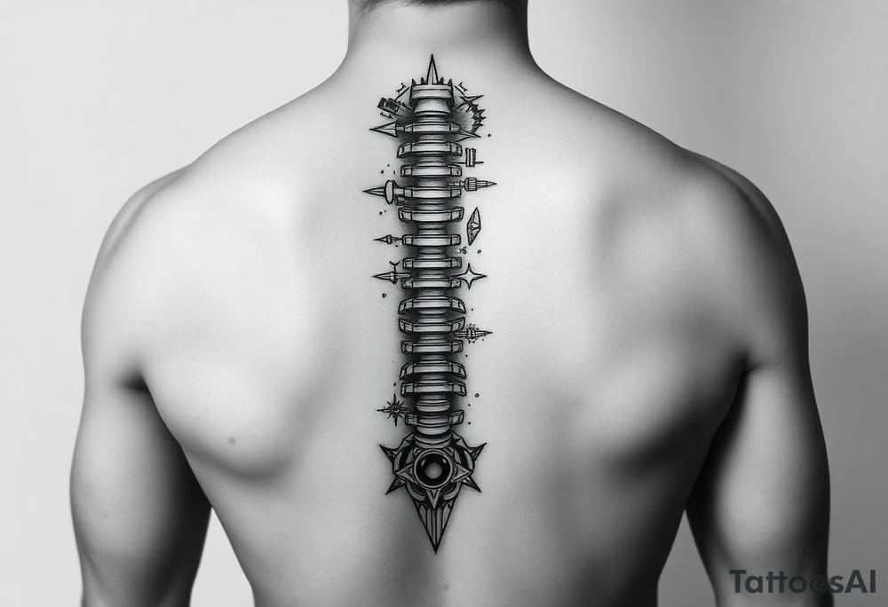 star wars theme black and white spine tattoo tattoo idea