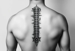 star wars theme black and white spine tattoo tattoo idea