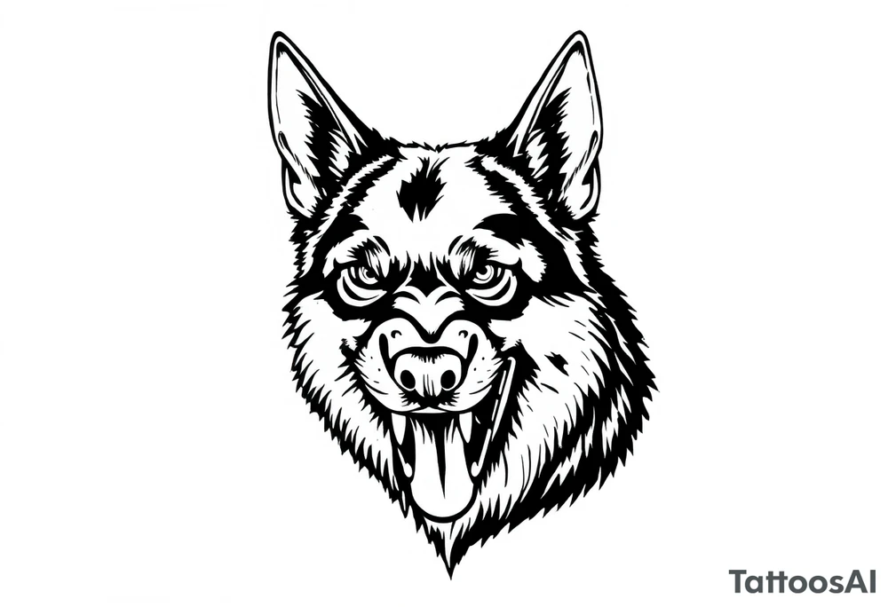 German Shepherd snarling and looking angry. tattoo idea