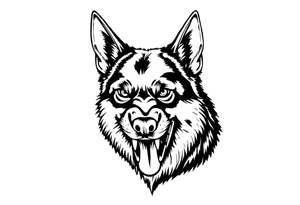 German Shepherd snarling and looking angry. tattoo idea