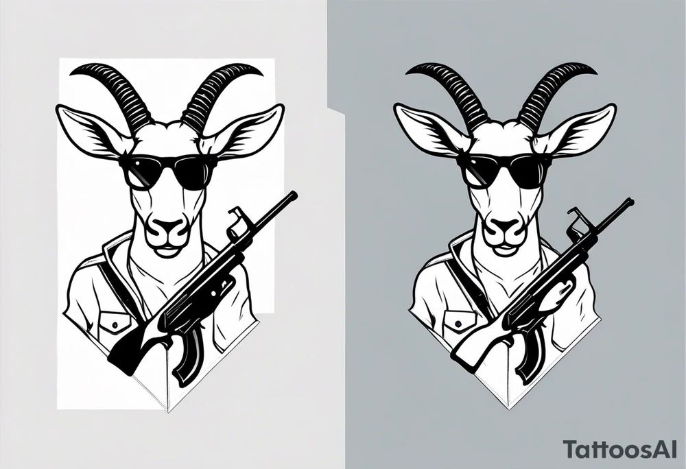capricorn with sunglasses and shotgun tattoo idea