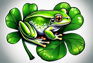 Tree frog and four leaf clover tattoo idea