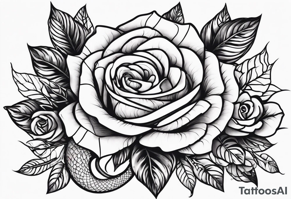 fleurs rose avec un serpents agressif tattoo idea