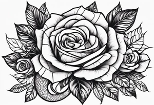 fleurs rose avec un serpents agressif tattoo idea