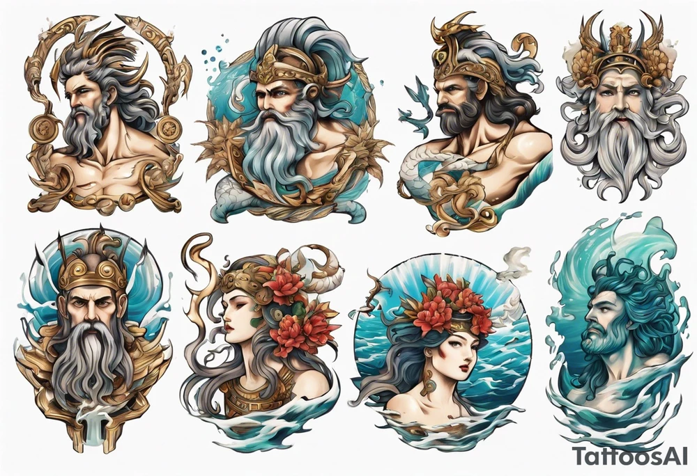 Ancient Greek gods of the sea tattoo idea