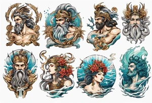 Ancient Greek gods of the sea tattoo idea