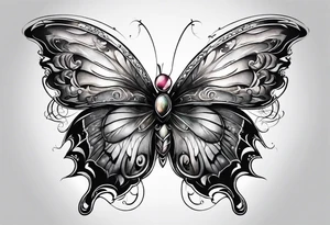 Half butterfly with one Angel wing tattoo idea