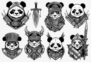 Scottish warrior panda tattoo idea