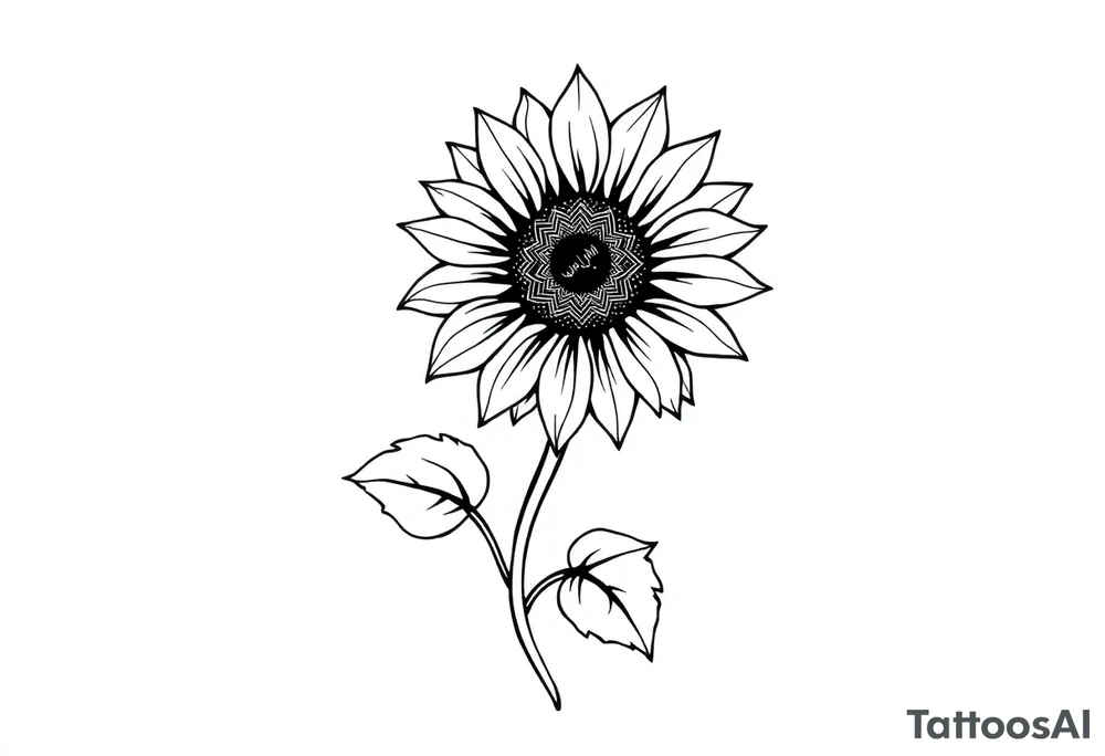 Sunflower with stem and leaves tattoo idea