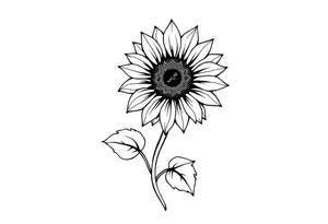 Sunflower with stem and leaves tattoo idea