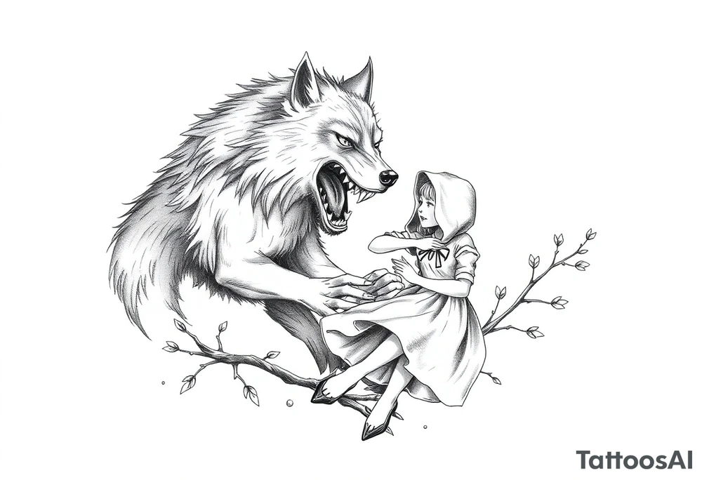 Big bad wolf chasing little red riding hood tattoo idea