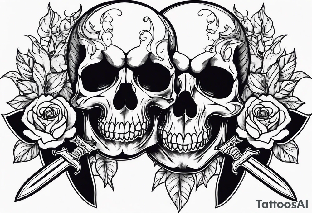 Skulls and dagger tattoo idea