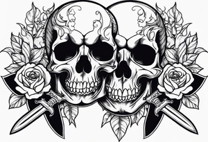 Skulls and dagger tattoo idea
