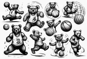 bear playing basketball tattoo idea