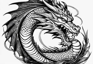 strength, small, sleeping dragon elegant, sun, lenghty, tattoo idea